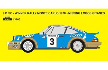 Decal – Porsche 911 Rally Monte Carlo 1978 winner - "Gitanes" logo 1/43